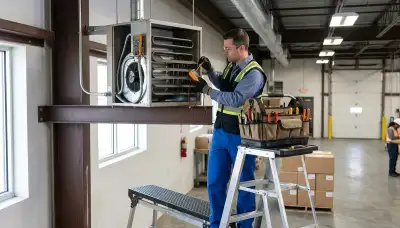 Electrician inspecting an electric heater and electrical panel in a Glendale, Arizona home
