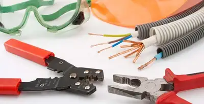 Electrical wiring repair with professional tools and safety equipment in Sun City, AZ