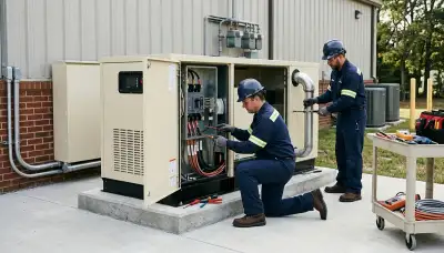 Electrician installing a home standby generator in Glendale, AZ