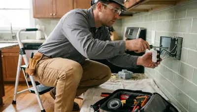 Electrician servicing GFCI outlets in a Glendale, AZ home