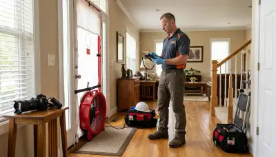 Electrician performing a home energy audit in Glendale, AZ, inspecting electrical panels and wiring