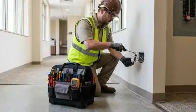 Electrician diagnosing a faulty electrical outlet in a Glendale, AZ home