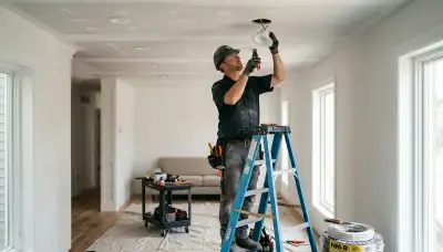 Recessed lighting installation by an electrician in a Glendale, AZ home